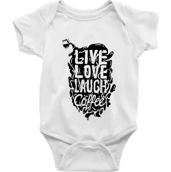 Kojenecké oblečení Live love laugh coffee - Body kojenecké s krátkým rukávem - Krátký r. 6-12 mes ( Bílá )