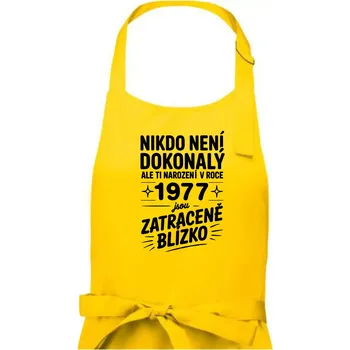 Kuchyňská zástěra Nikdo není dokonalý ale ti narození v roce 1977 jsou zatraceně blízko - Pánská zástěra na vaření - Univerzální velikost ( Žlutá )
