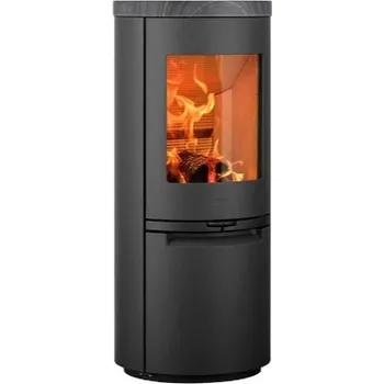 Krbová kamna HETA Scan-line 900 černý lak a horní deska pískovec blackwood