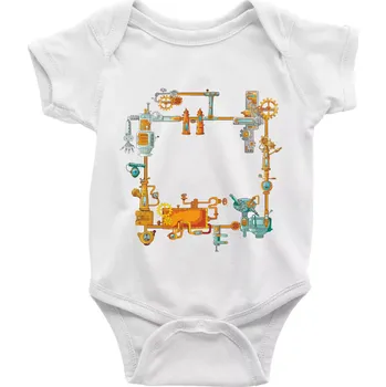 Steampunk barevná sestava - Body kojenecké s krátkým rukávem - Krátký r. 18-24 měs ( Bílá )