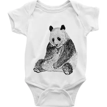 Kojenecké oblečení Smutná panda - Body kojenecké s krátkým rukávem - Krátký r. 6-12 mes ( Bílá )