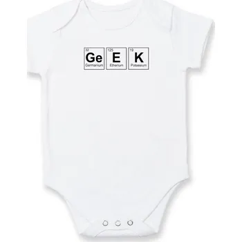 Kojenecké oblečení Geek - periodická tabulka - Body kojenecké s krátkým rukávem - Krátký r. 6-12 mes ( Bílá )