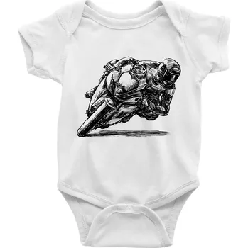 Kojenecké oblečení Motorkář skica - Body kojenecké s krátkým rukávem - Krátký r. 18-24 měs ( Bílá )