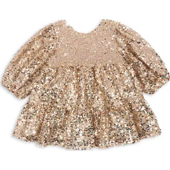 Dámské šaty Šaty s dlouhým rukávem a flitry LILA Gold Glitter Konges Slojd velikost: 9-10 let (134-140)