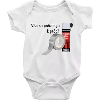 Kojenecký body Pěna a páska - vše co potřebuji k práci - Body kojenecké s krátkým rukávem - Krátký r. 18-24 měs ( Bílá )