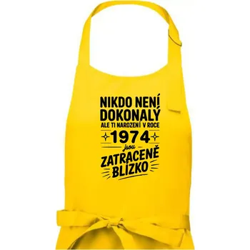 Kuchyňská zástěra Nikdo není dokonalý ale ti narození v roce 1974 jsou zatraceně blízko - Pánská zástěra na vaření - Univerzální velikost ( Žlutá )