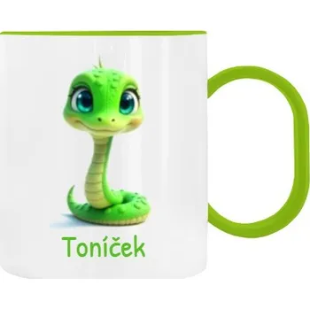 Dětský hrnek plastový s potiskem Had s upravitelným jménem