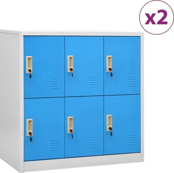 Policová skříň vidaXL Uzamykatelné skříně 2 ks světle šedé a modré 90x45x92,5 cm ocel [3095234] Barva: Světle šedá a modrá