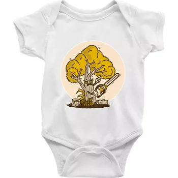 Kojenecké oblečení Strom dřevorubec - Body kojenecké s krátkým rukávem - Krátký r. 6-12 mes ( Bílá )