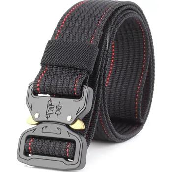 Opasek Pánský plátěný pásek Military Junot Černý-červený