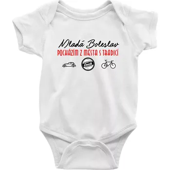 Kojenecký body Mladá Boleslav město s tradicí - Body kojenecké s krátkým rukávem - Krátký r. 6-12 mes ( Bílá )
