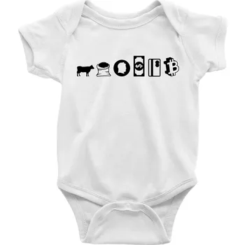 Kojenecký body Evoluce peněz bitcoin - Body kojenecké s krátkým rukávem - Krátký r. 6-12 mes ( Bílá )