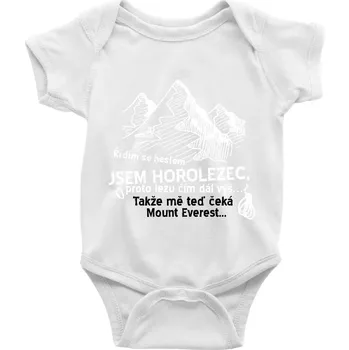 Kojenecký body Jsem horolezec, proto lezu čím dál výš - Body kojenecké s krátkým rukávem - Krátký r. 18-24 měs ( Bílá )