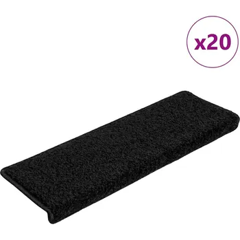 vidaXL Schodové rohože 20 ks 65 x 21 x 4 cm černé s obdélníkovým okrajem
