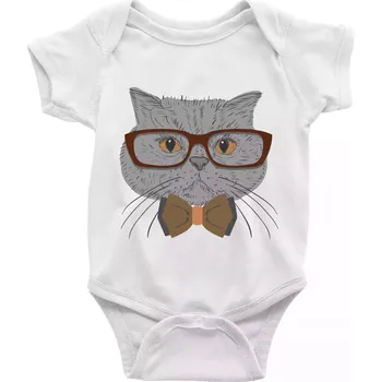 Kojenecké oblečení Hipster britská modrá - Body kojenecké s krátkým rukávem - Krátký r. 6-12 mes ( Bílá )