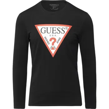 Pánské tričko Pánské Tričko s dlouhým rukávem GUESS CN LS ORIGINAL LOGO TEE M2YI31I3Z14-JBLK – Černá L