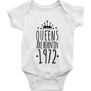 Kojenecký body Queens are born in 1972 - Body kojenecké s krátkým rukávem - Krátký r. 6-12 mes ( Bílá )