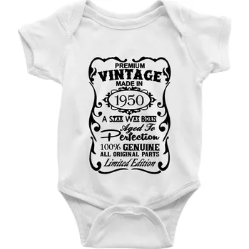 Kojenecký body Vintage Etiketa - 1950 - Body kojenecké s krátkým rukávem - Krátký r. 6-12 mes ( Bílá )