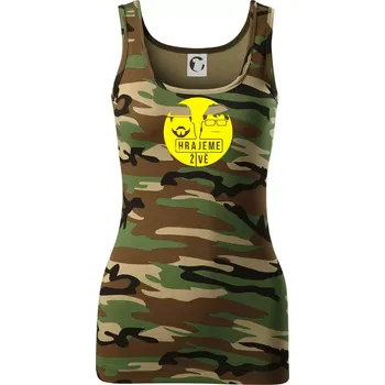 Dámské tričko Vortex hrajeme živě - Dámské Maskáčové tílko - S ( Hnědý maskáč )