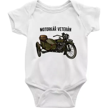 Kojenecký body Motorkář veterán - Body kojenecké s krátkým rukávem - Krátký r. 6-12 mes ( Bílá )
