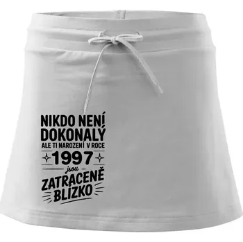 Dámská sukně Nikdo není dokonalý ale ti narození v roce 1997 jsou zatraceně blízko - Sportovní sukně - two in one - M ( Bílá )