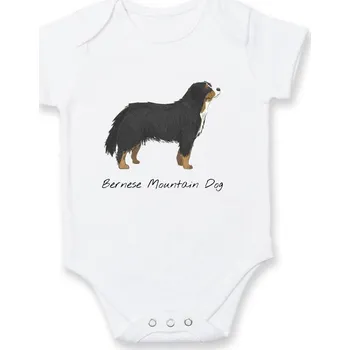 Kojenecké oblečení Bernese mountain dog kreslený - Body kojenecké s krátkým rukávem - Krátký r. 18-24 měs ( Bílá )