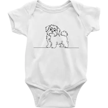 Kojenecký body Havanský psík linka jedním tahem - Body kojenecké s krátkým rukávem - Krátký r. 18-24 měs ( Bílá )