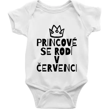 Kojenecký body Princové se rodí v červenci - Body kojenecké s krátkým rukávem - Krátký r. 6-12 mes ( Bílá )