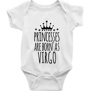 Kojenecké oblečení Princesses are born as Virgo - Panna - Body kojenecké s krátkým rukávem - Krátký r. 18-24 měs ( Bílá )