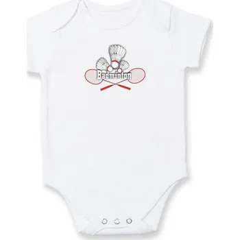 Kojenecké oblečení Badminton - nápis s košíky - Body kojenecké s krátkým rukávem - Krátký r. 6-12 mes ( Bílá )