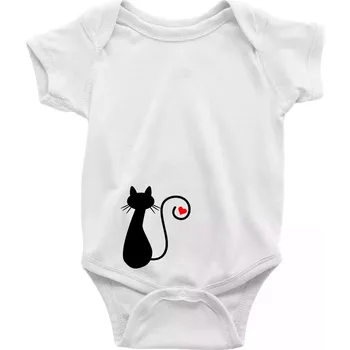 Kojenecké oblečení Zamilovaná kočka ocásek - Body kojenecké s krátkým rukávem - Krátký r. 18-24 měs ( Bílá )