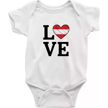 Kojenecký body Love Rakouská vlajka - Body kojenecké s krátkým rukávem - Krátký r. 18-24 měs ( Bílá )