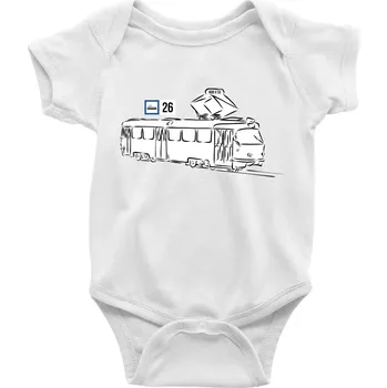 Kojenecký body Tramvaj číslo 26 - Body kojenecké s krátkým rukávem - Krátký r. 18-24 měs ( Bílá )