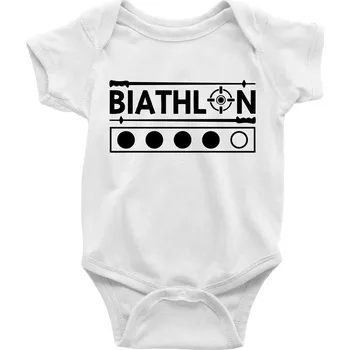 Kojenecké oblečení Biathlon terč a hůlky - Body kojenecké s krátkým rukávem - Krátký r. 6-12 mes ( Bílá )