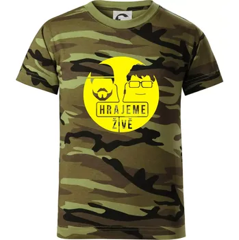 Chlapecké tričko Vortex hrajeme živě - Dětské maskáčové triko - 122 cm/6 let ( Zelený maskáč )