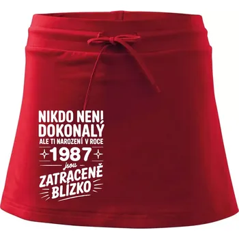 Dámská sukně Nikdo není dokonalý ale ti narození v roce 1987 jsou zatraceně blízko - Sportovní sukně - two in one - L ( Červená )