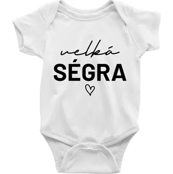 Kojenecký body Velká ségra - nápis na prsou - Body kojenecké s krátkým rukávem - Krátký r. 18-24 měs ( Bílá )