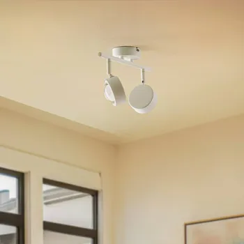 Lampička Lindbyho reflektor Jyla, bílý, čočka, 3 000 K, 2 světla, GX53 - Stříška - Ø 8 cm, výška 2,5 cm; žárovka - Ø 7,5 cm, výška 4,1 cm; stínítko - výška 3,4 cm, Ø 8 cm bílá 2 x 4,8 W LED - Doprava zdarma