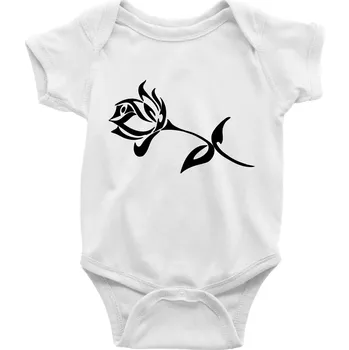 Kojenecký body Růže obrys - Body kojenecké s krátkým rukávem - Krátký r. 18-24 měs ( Bílá )