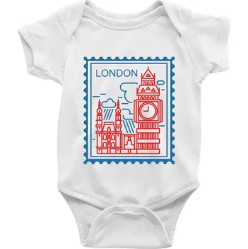 Londýn známka jednoduchá - Body kojenecké s krátkým rukávem - Krátký r. 6-12 mes ( Bílá )