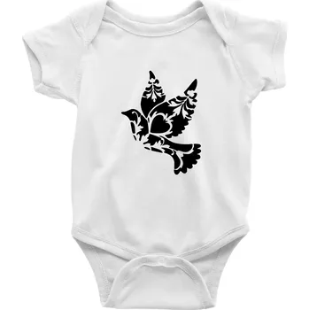 Kojenecký body Ptáček vzorovaný - Body kojenecké s krátkým rukávem - Krátký r. 18-24 měs ( Bílá )