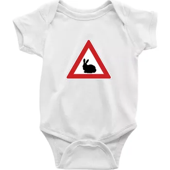 Kojenecký body Dopravní značka - Králík - Body kojenecké s krátkým rukávem - Krátký r. 18-24 měs ( Bílá )