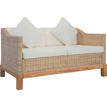 Pohovka vidaXL 2místná pohovka s poduškami přírodní ratan [283076]