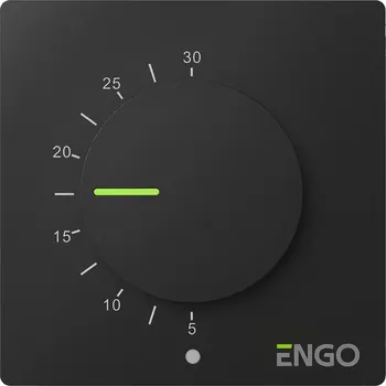 Termostat ENGO Controls ESIMPLE-230B - regulátor teploty, 230V, černý, denní, povrchová montáž s knoflíkem