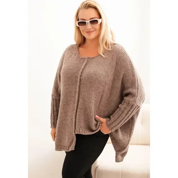 Dámský svetr Svetr dámský Plus Size z akrylu s volným střihem a rukávem 3/4 fango UNI