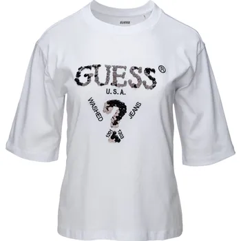 Dámské tričko Dámské Tričko s krátkým rukávem GUESS AURLIE BOXY TEE V4YI06I3Z14-G011 – Bílá XL