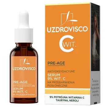 Pleťové sérum Uzdrovisco Pre-Age antioxidační sérum s vitamínem C 9% na zabarvení obličeje, 30 ml