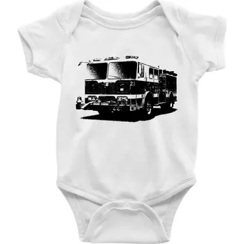Kojenecké oblečení Hasičské auto americké - Body kojenecké s krátkým rukávem - Krátký r. 18-24 měs ( Bílá )
