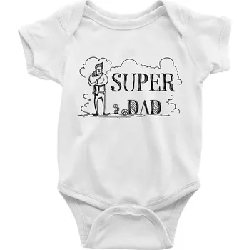 Kojenecký body Kreslený nápis super dad - Body kojenecké s krátkým rukávem - Krátký r. 6-12 mes ( Bílá )