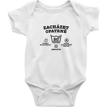 Kojenecký body Zacházet opatrně 50 - Body kojenecké s krátkým rukávem - Krátký r. 18-24 měs ( Bílá )